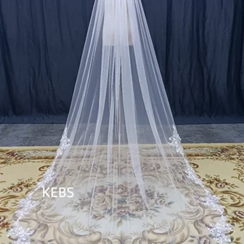 Velo da sposa lungo bianco/avorio Accessori da sposa in pizzo con paillettes da donna di lusso con pettine