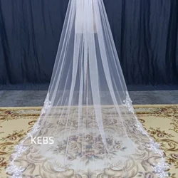 Kerudung Pengantin Putih/Gading Kerudung Pengantin Mewah Manik-manik Wanita Renda Aksesoris Pengantin dengan Sisir