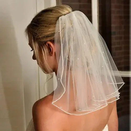 ʻO nā ʻaʻahu hoʻopaʻa maʻemaʻe Crystal Pōkole 1 Tier Mesh ʻoluʻolu me ka Comb Wedding Party Bridal Hair Lao no nā wahine a me nā kaikamahine