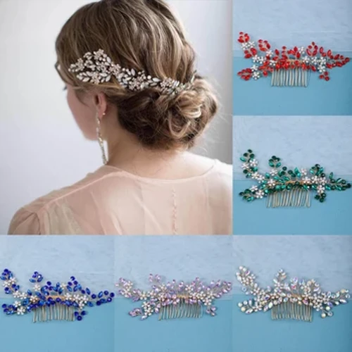 Accessoires pour cheveux de mariage, peignes faits à la main avec strass en cristal pour femmes, pinces à cheveux en fleurs pour mariée