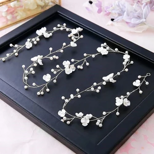 Thời trang Cô Dâu Cưới Pha Lê Phụ Kiện Tóc Hoa Ngọc Trai Đầu Cô Dâu Băng Đô Quấn Tóc Hạt Trang Trí Tóc Cho Nữ