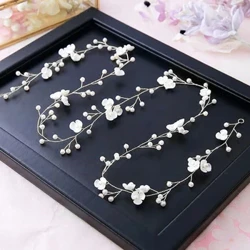 Thời trang Cô Dâu Cưới Pha Lê Phụ Kiện Tóc Hoa Ngọc Trai Đầu Cô Dâu Băng Đô Quấn Tóc Hạt Trang Trí Tóc Cho Nữ