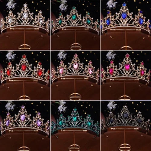1pz glamourrazko Rhinestone Koroa Ezkongaien buruko ezkontza soineko distiratsua buruko soinekoa Printzesa erregina urtebetetze festa ile-osagarriak