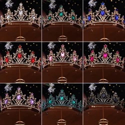 1PC Glamouréis Rhinestone Kroun Braut Kopfhörer Glänzend Hochzäitskleed Kappdrock Prinzessin Kinnigin Gebuertsdagsparty Hoer Accessoiren