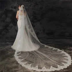 New Arrival White Ivory Edge Lace Bridal veil 3 Meter Long Cathedral Wedding veils 2024 Boda velo de novias