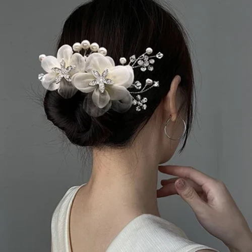 Cô Dâu Mũ Đội Đầu Hoa Kim Cương Giả Ngọc Trai Tóc Kẹp Tiệc Cưới Tạo Kiểu Tóc Phụ Kiện Nữ Tóc Đồ Trang Trí Trang Sức