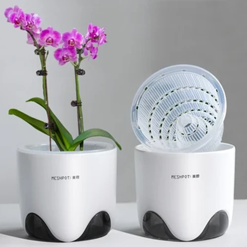 Meshpot 12 cm Plastic Orchid Pot Inner Clear Orchid Planter Double Layer Magandang Viewing Plants Container Garden Accessories