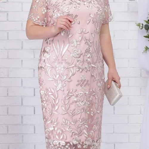4xl 5xl Plus Kích Thước Váy Mùa Hè Cho Tiệc Cưới Khách Nữ Tay Ngắn Phối Ren Họa Tiết Hoa Thanh Lịch Bodycon Tiệc Trang Trọng Váy