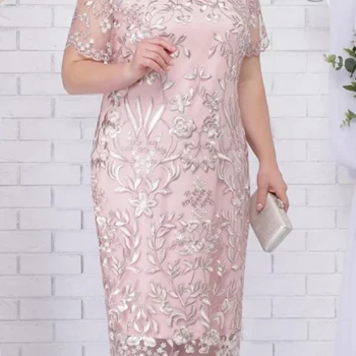 4xl 5xl ʻoi aku ka nui o nā lole kauwela no ka malihini male ʻana o nā wahine pōkole lima Lace Floral Elegant Bodycon Nā lole ʻahaʻaina ʻokoʻa.