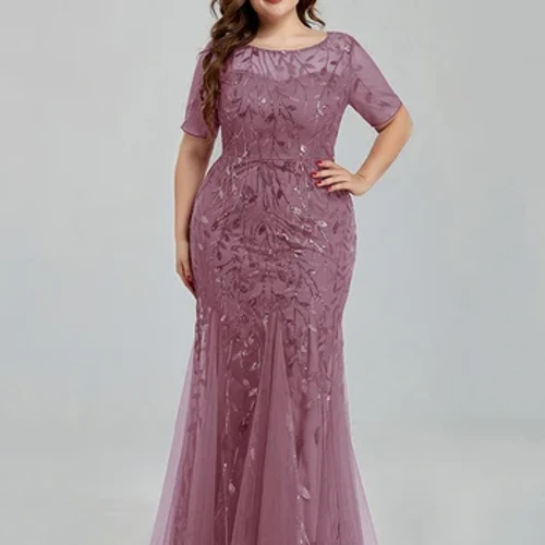 Wanita Plus Ukuran Gaun Panjang 2023 Baru Musim Panas Formal Mewah Renda Payet Chic Elegan Turki Pernikahan Pesta Malam Prom Pakaian