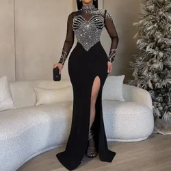 Plus Kích Thước Ngọc Trai Đầm Dự Tiệc Nữ Kim Cương Sheer Lưới Quần Áo Tối Cao Cấp Câu Lạc Bộ Trang Phục Mùa Xuân 2024 Thanh Lịch Xinh Xắn Nữ