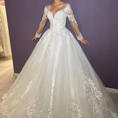 SoDigne Classic Utsökta Boho Brudklänningar illusion Spetsapplikationer Långärmad Bröllopsklänning Skräddarsydd brudklänning för kvinnor