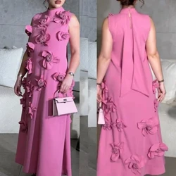 Rochie de bal Arabia Saudită Jersey drapat cu flori petrecere de nuntă A-line guler înalt Rochie de ocazie la comandă Rochii cu mânecă lungă