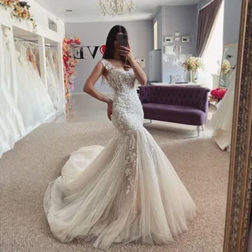 SoDigne La'ei Fa'aipoipoga Mermaid Boho Lace Appliques Korset La'ei Fa'aipoipo e leai se lima mo tama'ita'i Tulle Fa'aipoipo Fa'aipoipo.
