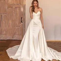 Gwisg Briodas Bwrpasol Ddi-gefn i Fenywod 2023 Anian Briodferch Gwisgoedd Priodasol Moethus Amanda Novias Ffrogiau Merched Achlysurol Rhad