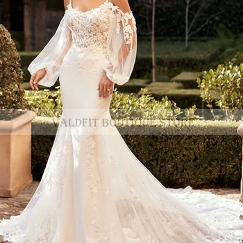 Skræddersyet Skræddersyet Langærmede Havfrue Boheme Brudekjoler Blonde Applikationer Brudekjole Vestidos De Novia 2024