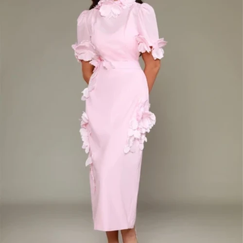 Yipeisha Cổ điển Phong cách Hiện đại Trang trọng Buổi tối Cổ cao Cổ chữ A Hoa Satin Váy nhân dịp Bespoke
