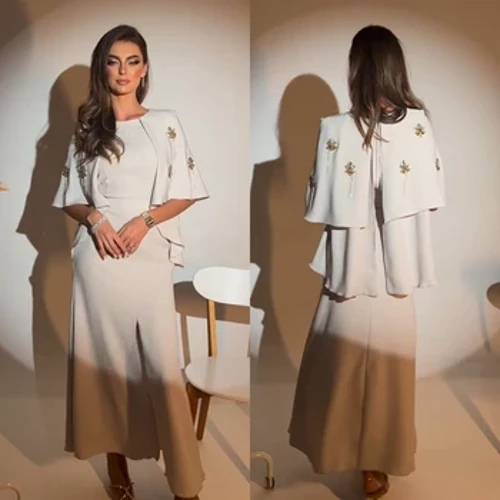 Yipeisha Cổ điển Phong cách hiện đại Trang trọng Buổi tối Cổ chữ A Tua rua Appliques Satin Váy nhân dịp Bespoke