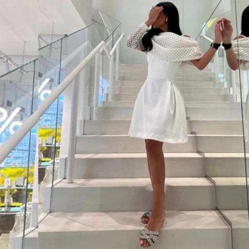 Rochie de bal Arabia Saudită Satin Pearl Homecoming A-line cu un singur umăr Rochie de ocazie la comandă Rochii până la genunchi