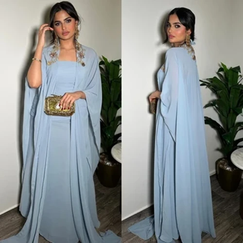 Satin Draped Prom A-line Cổ vuông Bespoke Áo choàng dịp dài