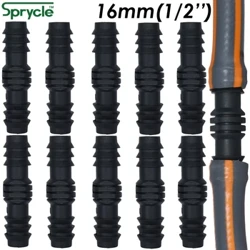 SPRYCLE 10PCS 16mm spojky Přímý konektor Mikrokapová závlaha 1/2'' PE potrubí Hadice Oprava hadice Fitinka Zavlažování zahrady