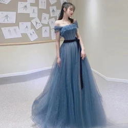 Mới Màu Xanh Xám Dài Mồ Hôi Nữ Cô Gái Nữ Công Chúa Phù Dâu Tiệc Đảng Đầm Dự Tiệc Áo Choàng Miễn Phí Vận Chuyển