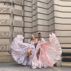 Selkie Laang Abendkleeder Prinzessin Prom Kleeder Formell Buedemlängt Ruffles Ruched Prom Kleeder Puff Ärmelen Ofschlosskleeder