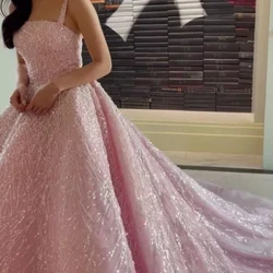 Saudiya Arabistoni Elegant hashamatli yaltiroq kechki liboslar Pushti to'y liboslari Straplez munchoqli polga uzunlikdagi rasmiy marosim liboslari