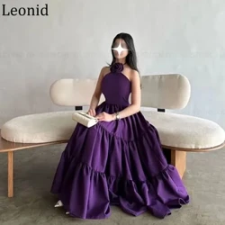 LEONID Vintage binafsharang yengsiz ko'ylaklar Halter bo'yinli rasmiy marosim liboslari 2024 to'piqgacha bo'lgan gulli kechasi liboslari