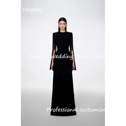 I-Heyday Crepe O-Neck A-Line Izingubo Zobude besitezi Ezingasoze zabuna Ezingasoze Zabuna Ezakhiwe I-Formal Occasion Evening Party Izingubo ezinhle zika-2024