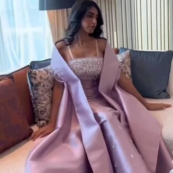 Saudi-Arabië Elegante avondjurken Kristal lavendel Luxe avondjurken met rouwband Enkellange galajurken Formeel feest