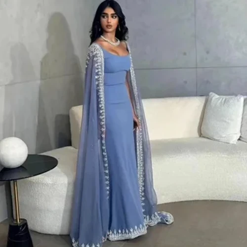 Nafis Arab Saudiya kechki liboslari Vestidos Para Mujer Uzun yengli shifonli suv parisi Balo kechasi libosi Yangi rasmiy bayram liboslari
