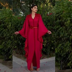Jersey Flower Ruched Celebrity A-vonalú V-nyakú, testreszabott alkalmi ruhák hosszú ujjú ruhák