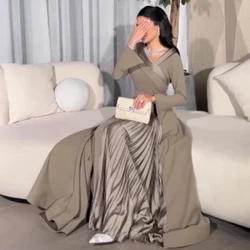 Jersey Drap Tốt nghiệp Cổ chữ V Cổ chữ V Váy dài dành cho dịp lễ