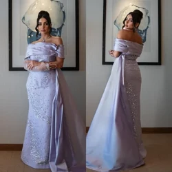 Plesové šaty Večerný dres Flitrovaný Ruched Clubing Tričko mimo ramena Príležitostné šaty na mieru Dlhé šaty Saudská Arábia