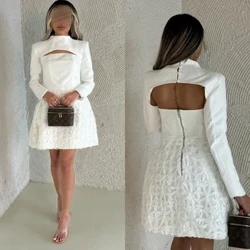 Gwisg Prom Saudi Arabia Jersey Applique Graddio A-lein Coler Uchel Ffrogiau Mini Gŵn Achlysur Arbennig