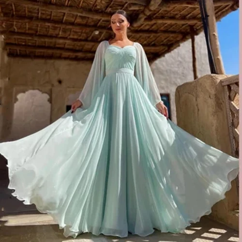 Jersey Sashes Ruched Graduation A-line Square Neck Bespoke Occasion Gown Long Dresses