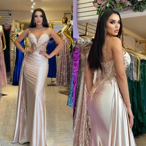 ʻO Jersey Sequined Applique Beading Draped Graduation A-line Sweetheart Bespoke Occasion Gown Nā lole lōʻihi