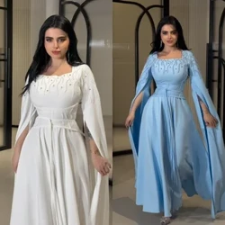Jersey Đính Cườm Đính Cườm Dự Tiệc Cổ Chữ A Cổ Vuông Bespoke Áo Choàng Dịp Váy Dài Tay