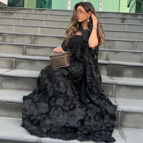 Prom Dress Saudi Arabia Satin Applique Araw ng mga Puso A-line O-Neck Bespoke Occasion Gown Mahabang Dress