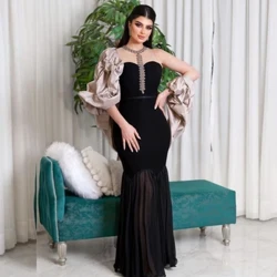 Vestido de fiesta Jersey drapeado Funda navideña Sin tirantes Vestido para ocasiones a medida Vestidos midi Arabia Saudita