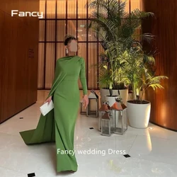 Vestido de fiesta a medida con cuello alto línea A de playa plisado de satén de lujo de Arabia Saudita vestidos largos hechos a medida