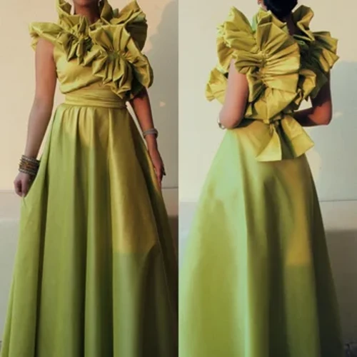 Parti Pleat Gwisgo Satin Ruched A-lein O-Gwddf Achlysur Pwrpasol Gŵn Ffrogiau Llewys Hir