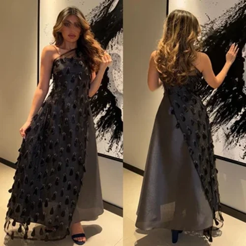 Rochie de ocazie la comandă, cu un singur umăr, rochie cu mânecă lungă