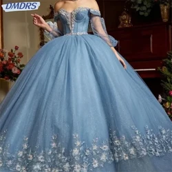 Công Chúa thanh lịch Bầu Duyên Dáng Quinceanera Đầm Cổ Điển 3D Hoa Appliqué Sequin Với Mũi Sweet 16 Đầm