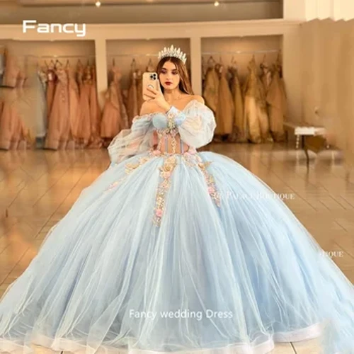 Gaun Glitter 15 Quinceanera sing Apik Apik Off Bahu Off Bahu A-Line Bling Bling Tulle Gaun Pesta Ulang Tahun