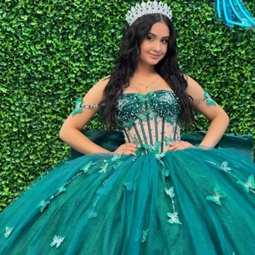 Xanh Ngọc Lục Bảo Sáng Bóng vestidos De 15 Años 2024 Bóng Đồ Bầu Quinceanera Áo Đính Hạt Nơ Cao Cấp Sinh Nhật Ren فساتين Nữ