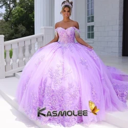 Kasmolee Trendikas seljata Quinceanera kleidid Printsessitüdruku sünnipäevapeokleidid Tuttide aplikatsioonid Kohandatud Vestidos De Baile