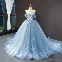 2023 Ffrogiau Quinceanera Newydd Oddi Ar Ysgwydd Gwisg Parti Melys Gŵn Prom Cain gyda Gŵn Pêl Trian Calssic Addasu ar gyfer Merched