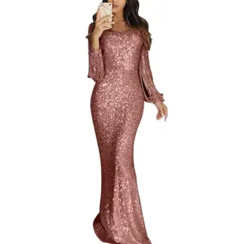 Senhoras com decote em v de manga comprida borla vestido de jantar saco vestido de quadril vestido longo vestidos de noite вечерние платья больших размеров